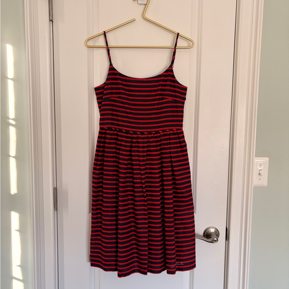 J. Crew Women's Navy and Red Striped Dress